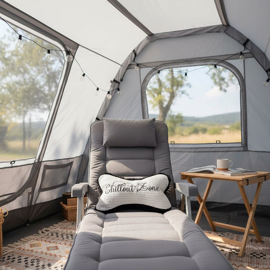 ZUMiE Leseknochen Kollektion Pompeux, Bestickung "Chillout Zone", Farbe Schwarz