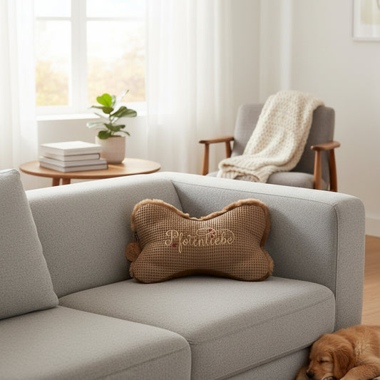 ZUMiE Leseknochen Kollektion Pompeux, Bestickung "Pfotenliebe", Farbe Braun