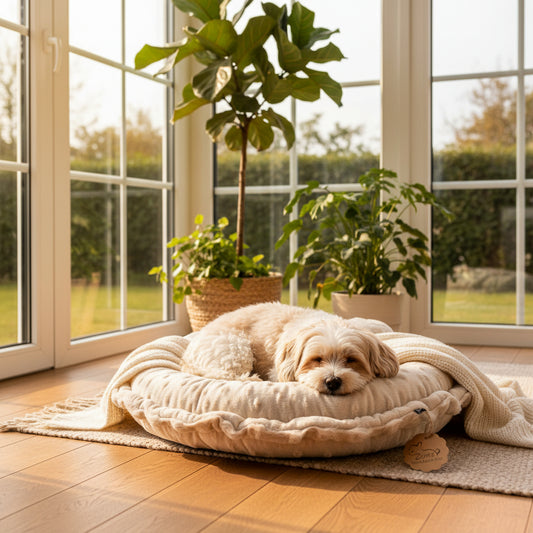 Pompeux Hunde Bodenkissen Rund, Gr.M ca.75cm, Farbe Beige