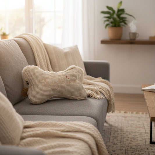 ZUMiE Leseknochen Kollektion Pompeux, Bestickung "Kuschelzone", Farbe Beige