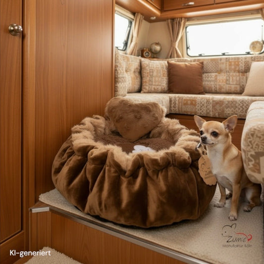 ZUMiE Hunde Thermobett /Buddelbett Pompeux Gr.S z.B. Chihuahua, Farbe Braun