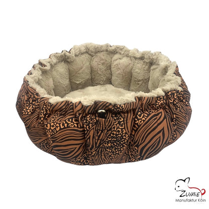 Hundetasche 3 in1 - Körbchen, Bodendecke & Tasche- kleine Hunde bis 3,5kg, Farbe Braun
