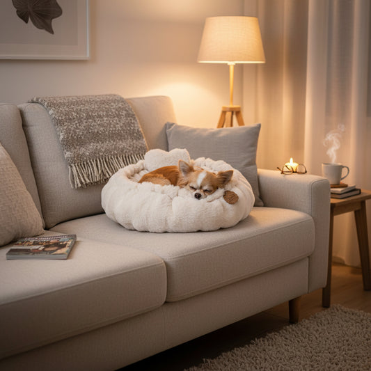 Pompeux Thermobett /Buddelbett für Hunde & Katzen, Gr.M, Farbe Sahne