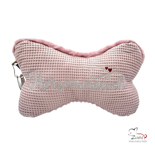 ZUMiE Leseknochen Kollektion Pompeux, Bestickung "Herzensmensch", Farbe Dusty Rosa