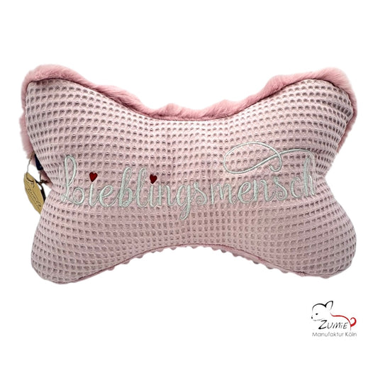ZUMiE Leseknochen Kollektion Pompeux, Bestickung "Lieblingsmensch", Farbe Dusty Rosa