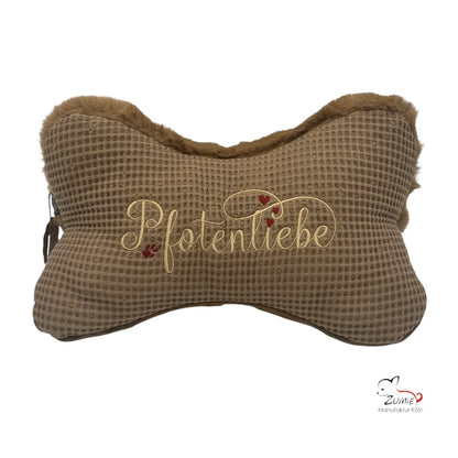 ZUMiE Leseknochen Kollektion Pompeux, Bestickung "Pfotenliebe", Farbe Braun