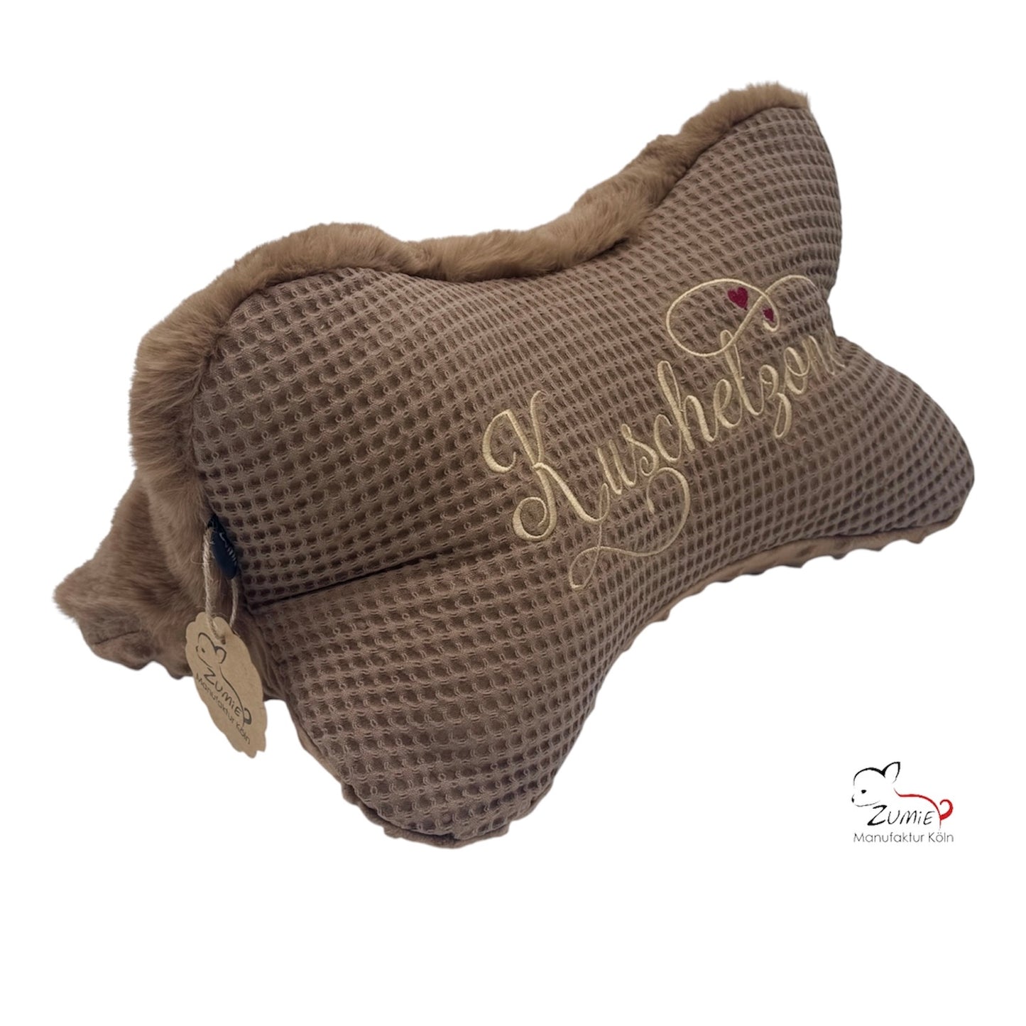 ZUMiE Leseknochen Kollektion Pompeux, Bestickung "Kuschelzone", Farbe Braun