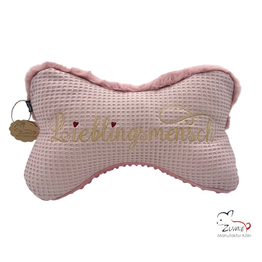 ZUMiE Leseknochen Kollektion Pompeux, Bestickung "Lieblingsmensch", Farbe Dusty Rosa