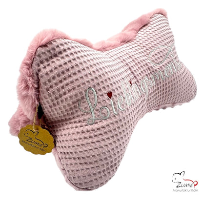 ZUMiE Leseknochen Kollektion Pompeux, Bestickung "Lieblingsmensch", Farbe Dusty Rosa