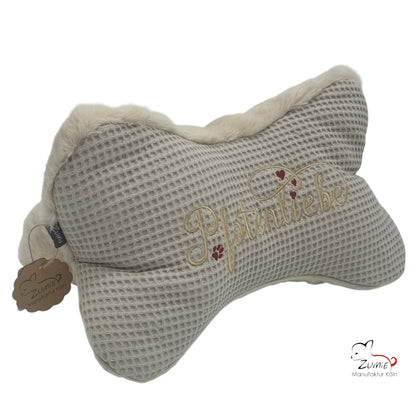 ZUMiE Leseknochen Kollektion Pompeux, Bestickung "Pfotenliebe", Farbe Beige