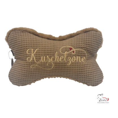 ZUMiE Leseknochen Kollektion Pompeux, Bestickung "Kuschelzone", Farbe Braun