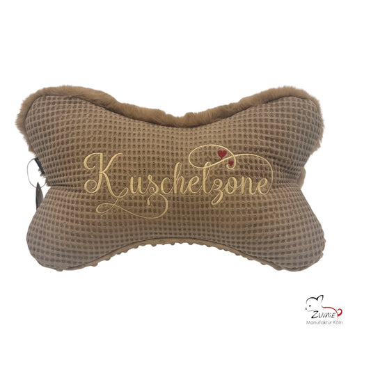ZUMiE Leseknochen Kollektion Pompeux, Bestickung "Kuschelzone", Farbe Braun
