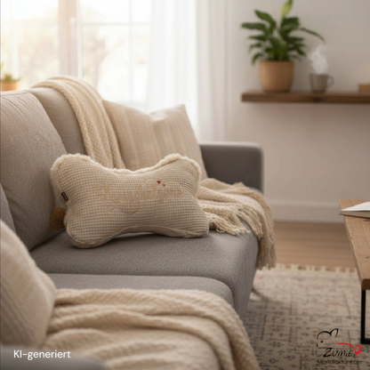 ZUMiE Leseknochen Kollektion Pompeux, Bestickung "Kuschelzone", Farbe Beige