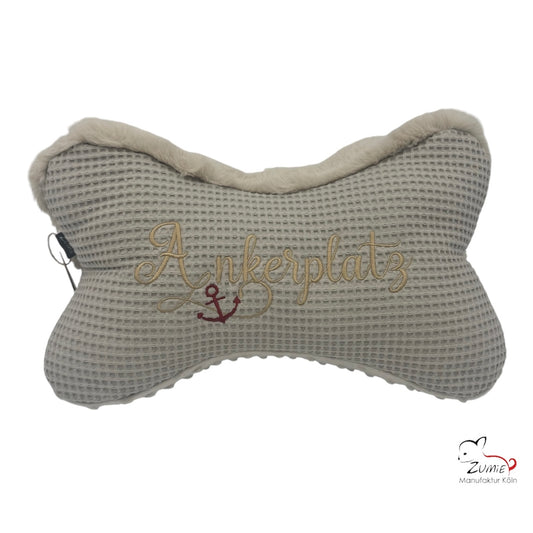 ZUMiE Leseknochen Kollektion Pompeux, Bestickung "Ankerplatz", Farbe Beige
