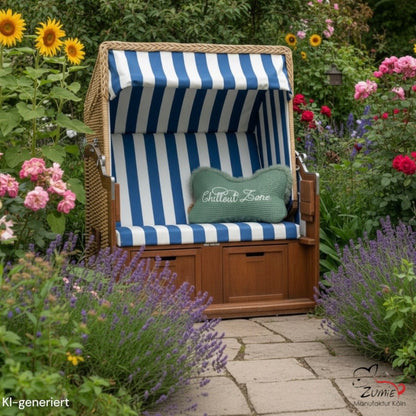 ZUMiE Leseknochen Kollektion Pompeux, Bestickung "Chillout Zone", Farbe Dusty Salbei