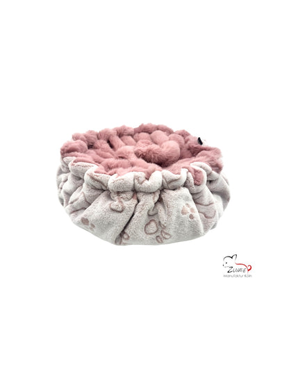 Limitiert, Hunde Thermobett /Buddelbett Gr.S  z.B. Chihuahua, Farbe Dusty Rosa / Weiß Knochen