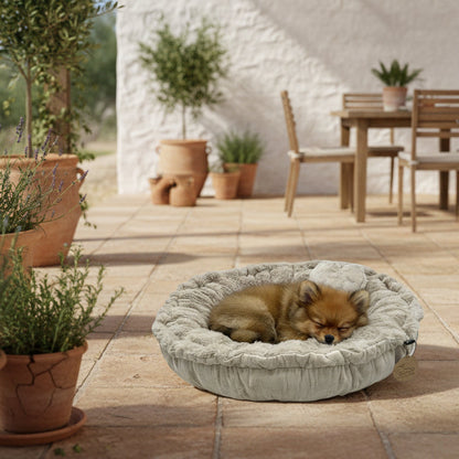 Pompeux Rundbett Gr.M zum wenden für Hunde & Katzen, Farbe Beige