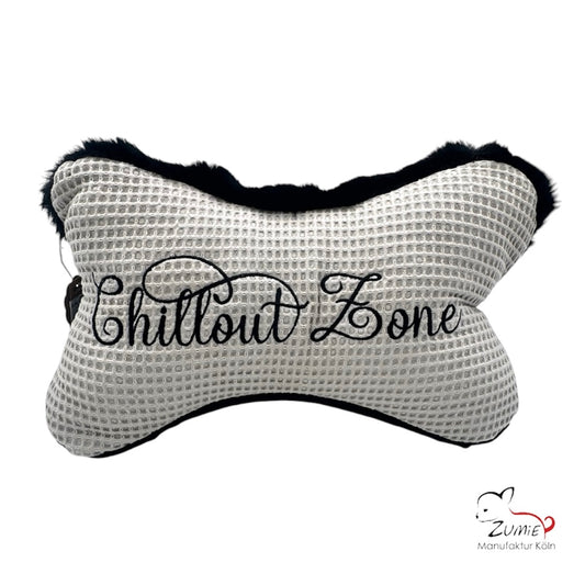 ZUMiE Leseknochen Kollektion Pompeux, Bestickung "Chillout Zone", Farbe Schwarz
