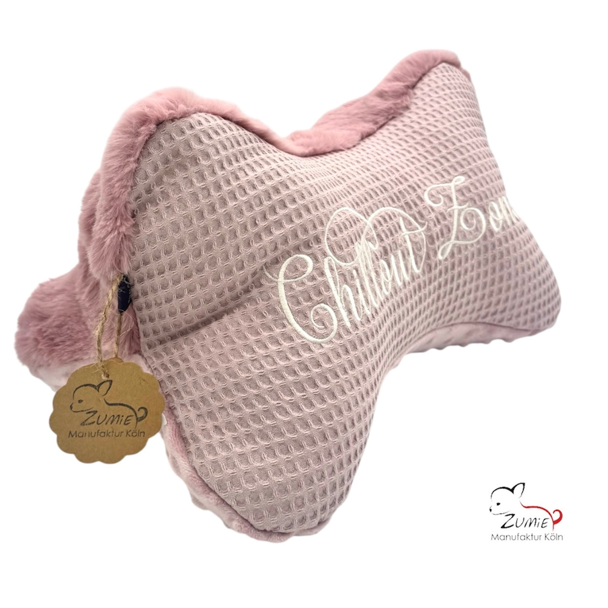 ZUMiE Leseknochen Kollektion Pompeux, Bestickung "Chillout Zone", Farbe Dusty Rosa