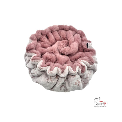 Limitiert, Hunde Thermobett /Buddelbett Gr.S  z.B. Chihuahua, Farbe Dusty Rosa / Weiß Knochen