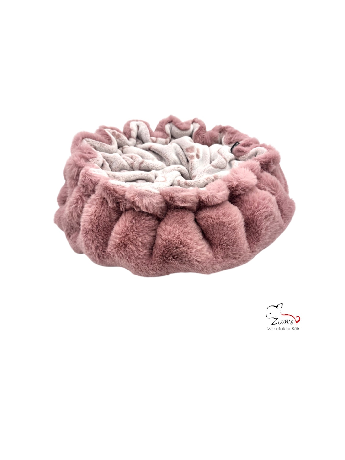 Limitiert, Hunde Thermobett /Buddelbett Gr.S  z.B. Chihuahua, Farbe Dusty Rosa / Weiß Knochen
