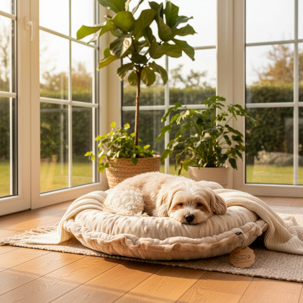 Pompeux Hunde Bodenkissen Rund, Gr.M ca.75cm, Farbe Beige