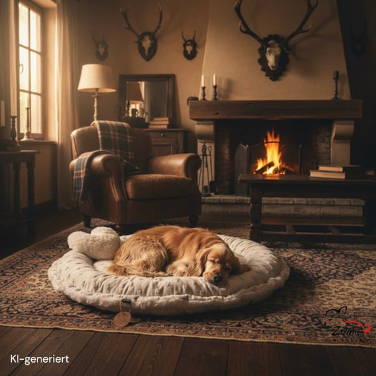 Pompeux Hunde Bodenkissen Oval, Gr. M ca.80cm x 65cm, Farbe Sahne