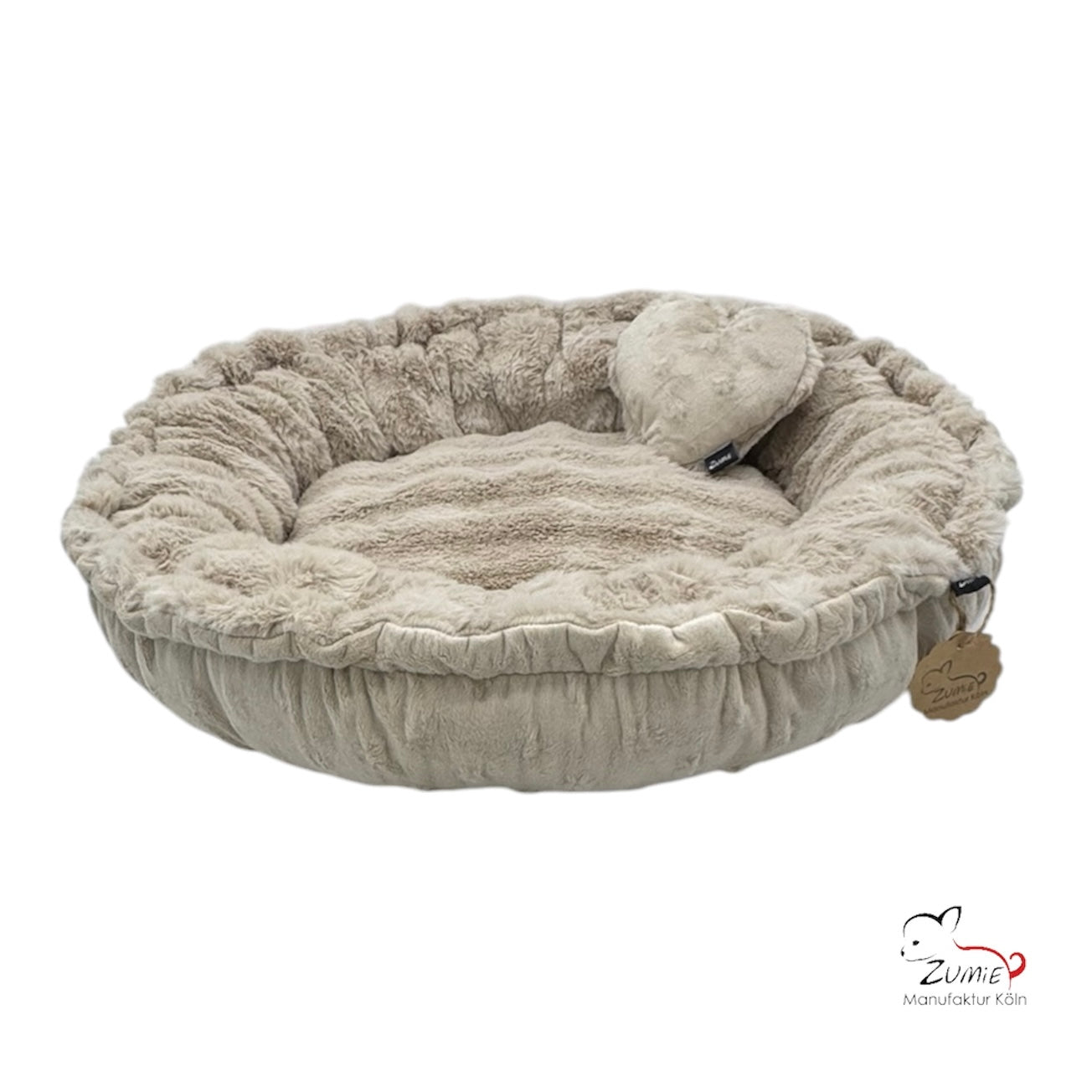 Pompeux Rundbett Gr.M zum wenden für Hunde & Katzen, Farbe Beige