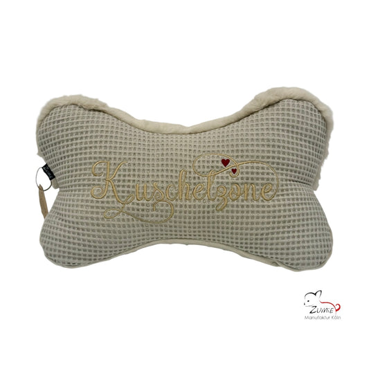ZUMiE Leseknochen Kollektion Pompeux, Bestickung "Kuschelzone", Farbe Beige
