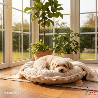 Pompeux Hunde Bodenkissen Rund, Gr.M ca.75cm, Farbe Beige