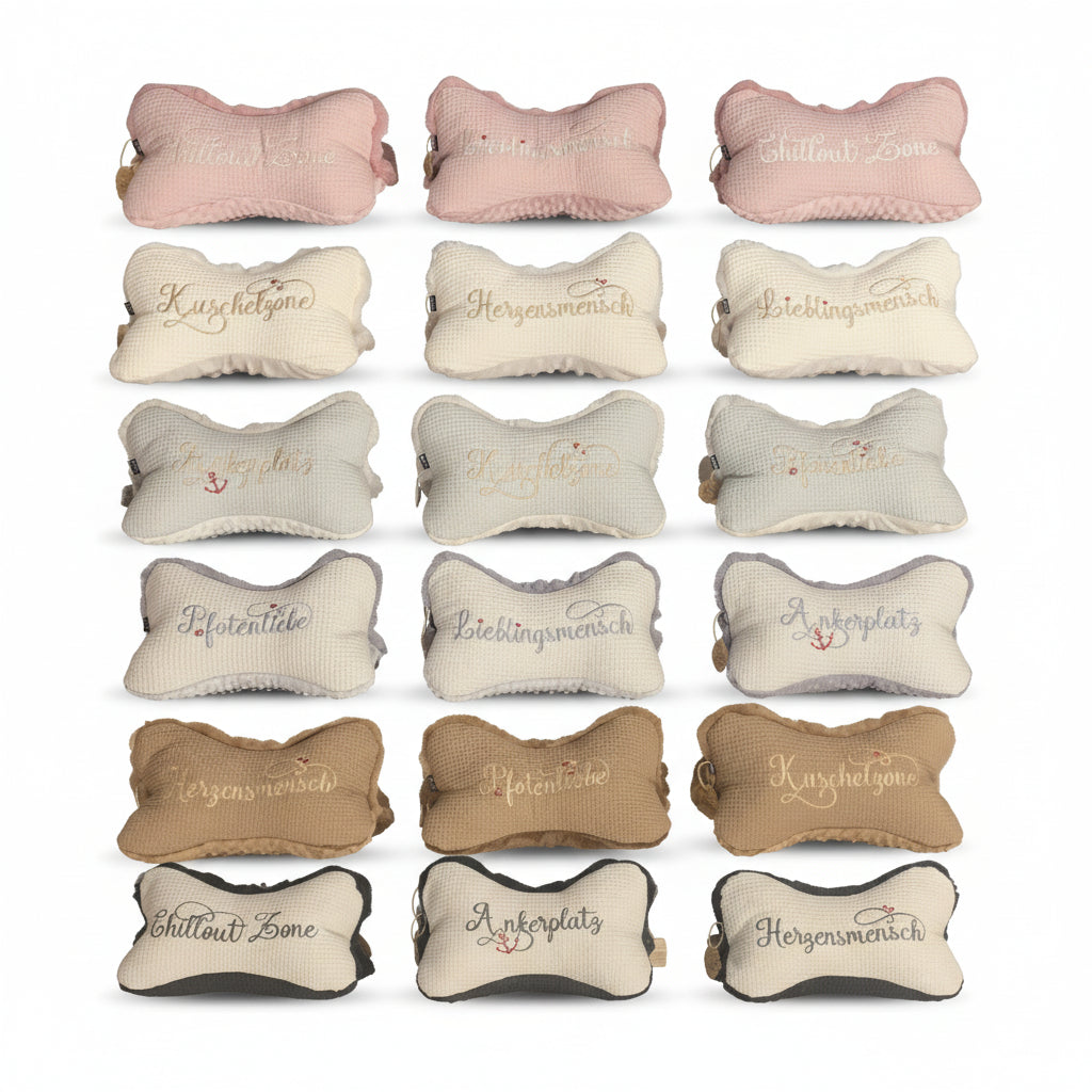 ZUMiE Leseknochen Kollektion Pompeux, Bestickung "Kuschelzone", Farbe Braun