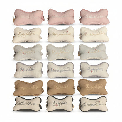 ZUMiE Leseknochen Kollektion Pompeux, Bestickung "Kuschelzone", Farbe Braun